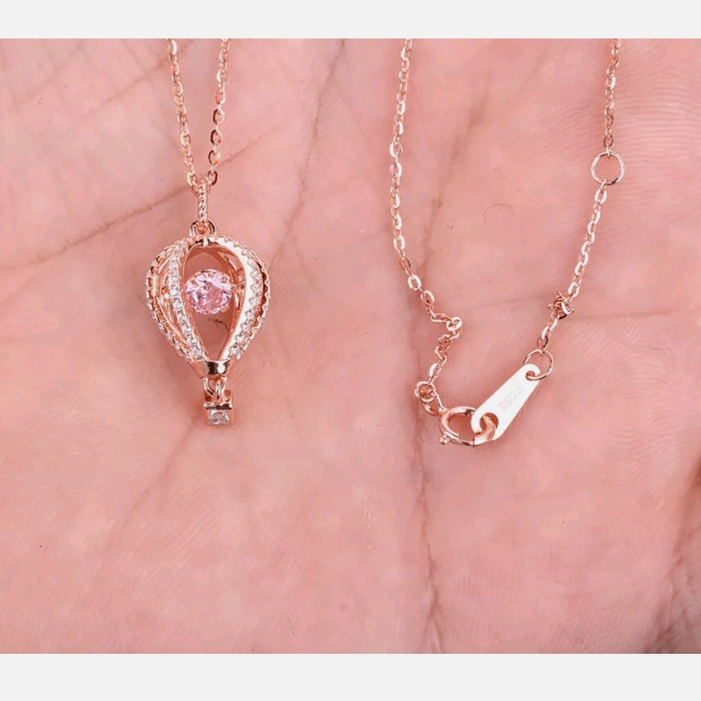 Pink & white Topaz balloon memory necklace 17" - Picture 1 of 4